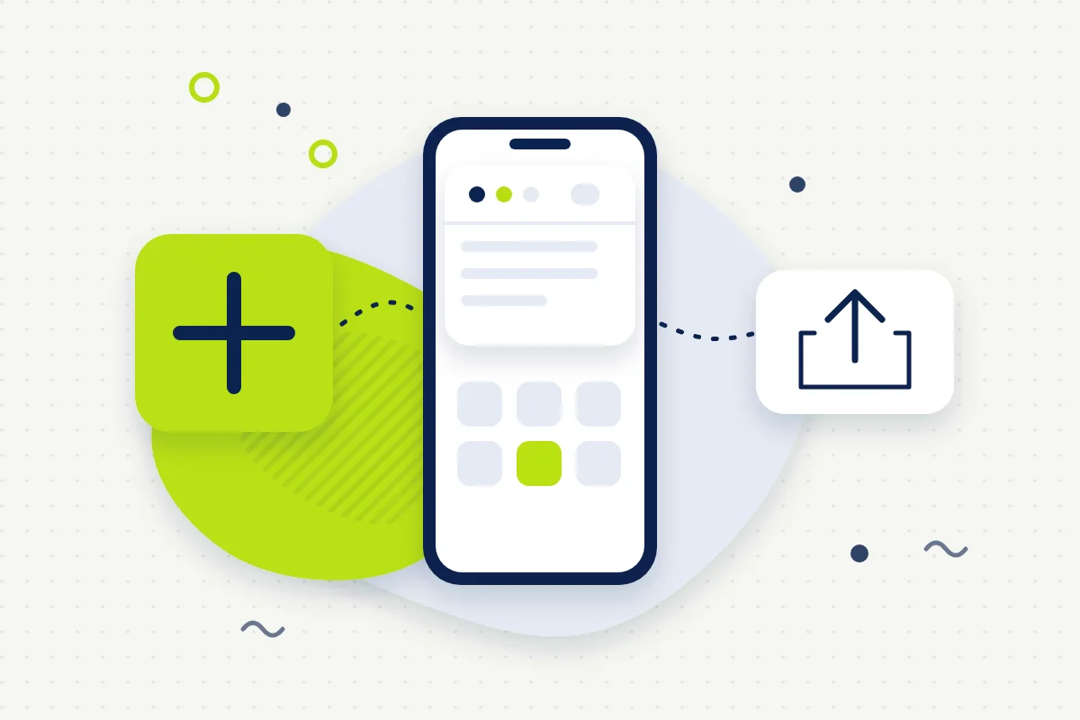 Ilustración de papel: un teléfono con un navegador y un acceso directo en la pantalla de inicio